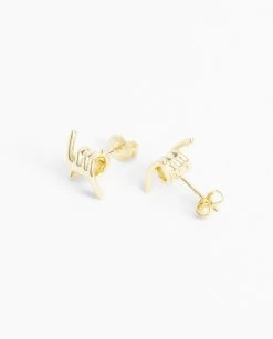 Barbed Wire Stud Earrings - Gold -JWL BWSE G 2