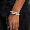 Womens Iced Baguette Motif Bangle - 8mm -JWL CH BAGMOTBNGLEWGW 7 1175