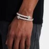 Iced Motif Baguette Bangle - 8mm -JWL CH BAGMTBNGLE WGM 8 0807