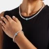 Womens Baby Blue Motif Tennis Chain + Bracelet