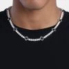 Black Motif Tennis Chain - White 5mm -JWL CH BCLOVTEN