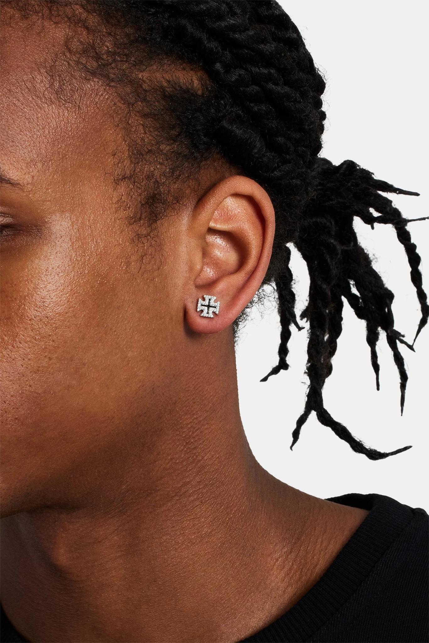 Black Enamel Cross Motif Stud Earrings 4 Black Enamel Cross Motif Stud Earrings - Image 2