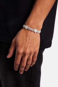 Iced Motif Cuban Bracelet - White