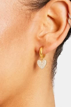 Iced Heart Huggie Hoop Earrings - Gold -JWL CH HEARTHUGG caea5555 9933 449c 9820 38f6d4f2b00d