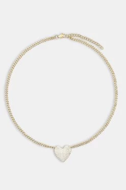 Iced Heart Necklace - Gold -JWL CH HEARTNECKG 11