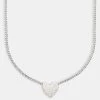 Iced Heart Necklace - White -JWL CH HEARTNECKWG