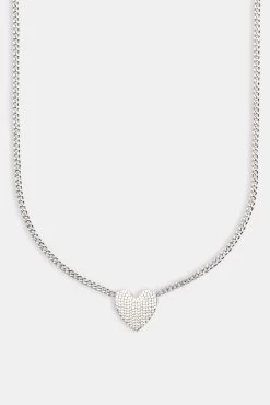 Iced Heart Necklace - White