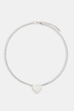 Iced Heart Necklace - White -JWL CH HEARTNECKWG 1