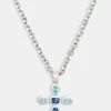 Iced Blue Cross Necklace - White -JWL CH ICECROSSPB 1