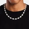 Iced Rhombus Tennis Chain - White 10mm