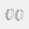 Womens Iced Hoop Earrings - Silver 15mm