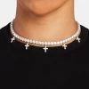 Iced Tennis Drop Cross Choker -JWL CH ITDCC WG 1