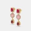 Pink Multi Gem Drop Earrings - Gold -JWL CH MGEMDROP 2