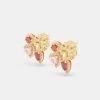 Pink Multi Gem Stud Earrings - Gold