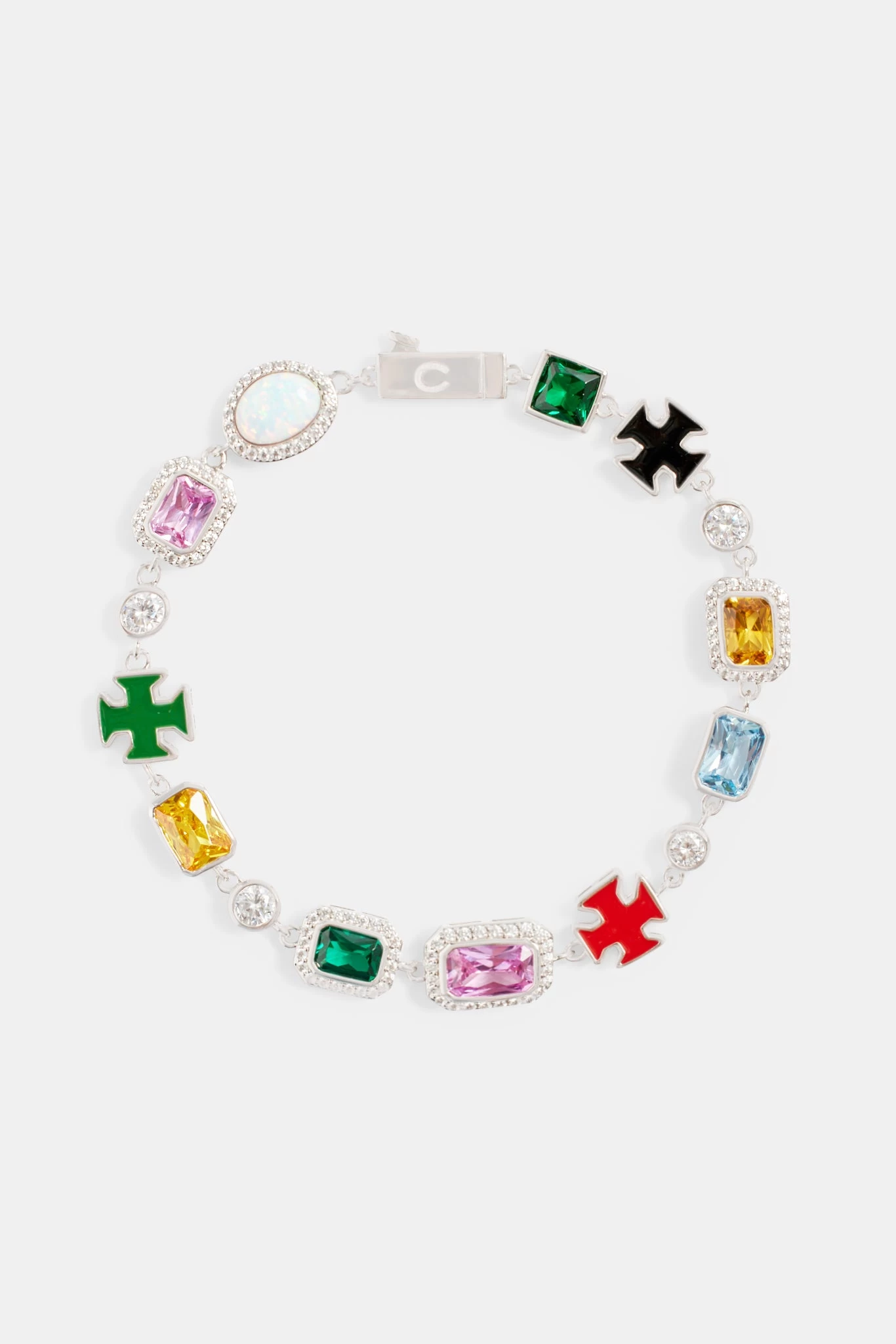 Multi Gemstone Motif Necklace & Bracelet - White 5 Multi Gemstone Motif Necklace & Bracelet - White - Image 3