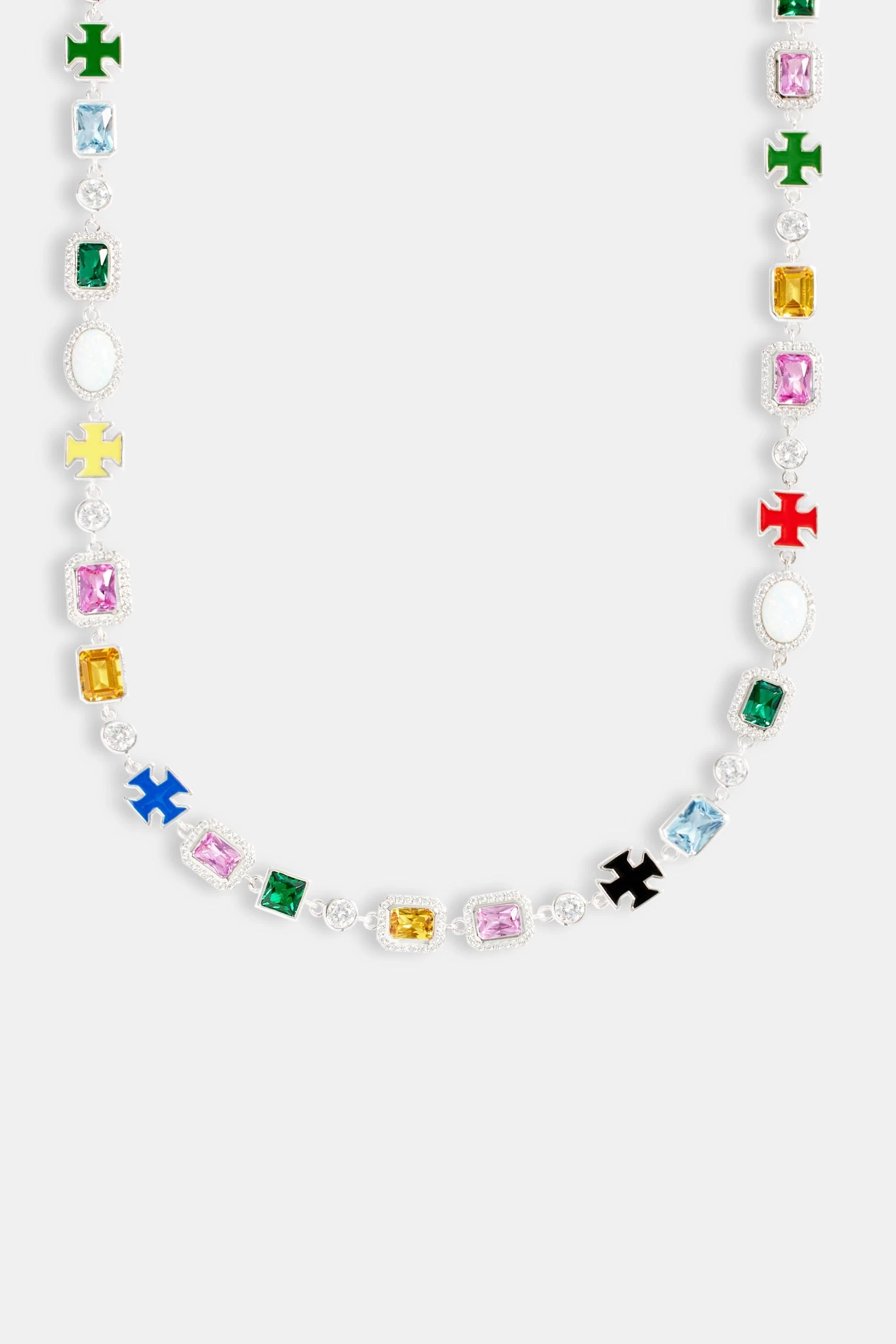 Multi Gemstone Motif Necklace & Bracelet - White 4 Multi Gemstone Motif Necklace & Bracelet - White - Image 2