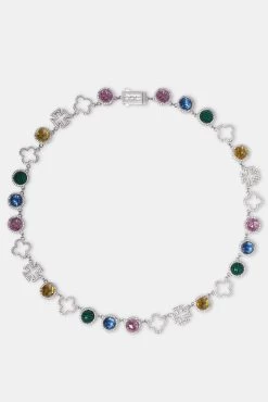 Motif & Multi Gemstone Chain - White -JWL CH MXMOTGCHW