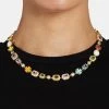 Pink Multi Gemstone Motif Necklace - Gold -JWL CH PMGSMN G