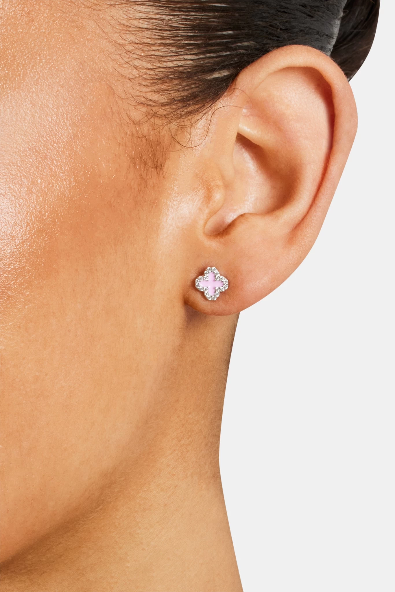 Pink Motif Stud Earrings - 6mm 4 Pink Motif Stud Earrings - 6mm - Image 2