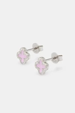 Pink Motif Stud Earrings - 6mm