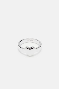 Polished Heart Ring - White