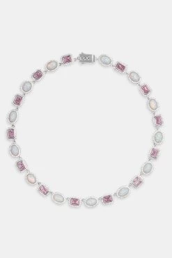 Opal & Pink Gemstone Chain - White -JWL CH POPALGEMCH