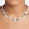 Womens Iced Motif Cuban Chain - White -JWL CH WCLOCUBAN 1