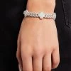 Womens Iced Motif Cuban Bracelet - White -JWL CH WCLOCUBBR