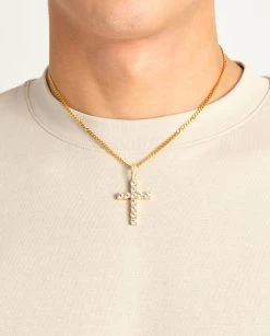 Iced Cross Pendant - Gold -JWL CP CC G