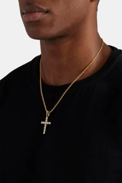Iced Cross Pendant - Gold -JWL CP G 2937