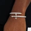 Iced CZ Pave Cross Bangle -JWL CP ICZPCB