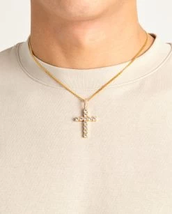Iced Cross Pendant - Gold -JWL CP MCC G