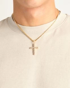 Iced Cross Pendant - Gold -JWL CP MTC G