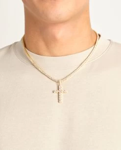 Iced Cross Pendant - Gold -JWL CP TC G