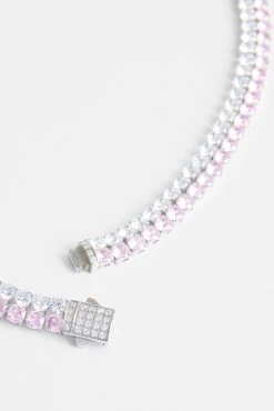 Double Row Iced Pink Tennis Chain -JWL DR ICZTC P16 139