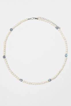 Freshwater Pearl And Iced Evil Eye Necklace -JWL FPEEN 091