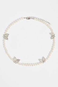 Freshwater Pearl And Iced Butterfly Necklace -JWL FPIBN 16 264Pleasemakethismorecircular