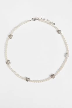 Freshwater Pearl And Iced Heart Necklace -JWL FPIHN 20 238Pleasemakethismorecircular