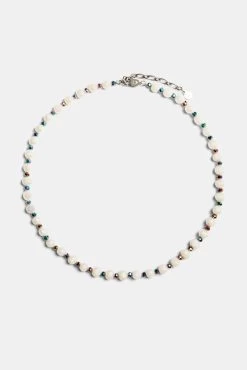 Oil Slick Bead & Freshwater Pearl Necklace -JWL FPN OSB