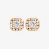 7mm Iced Cluster Stud Earrings - Gold