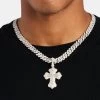 Iced CZ Double Chunky Cross Pendant -JWL ICZDCHCP WG 1