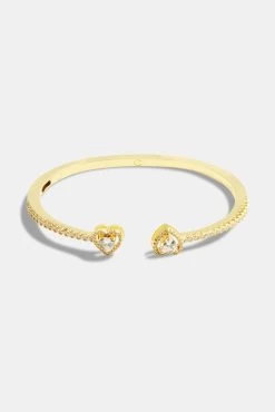 Gold Plated Iced CZ Heart Bangle -JWL ICZHB G7 3203