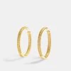 Gold Plated Iced CZ Pave Hoop Earrings