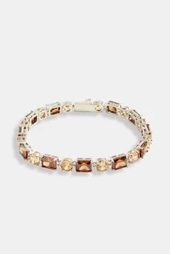 Iced CZ Chocolate Multi Shape Tennis Bracelet -JWL ICZPMSTB 8 3555
