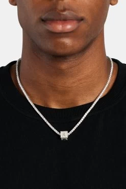 Iced A Letter Block Pendant 9 Iced A Letter Block Pendant -JWL ILBP A WG3MM