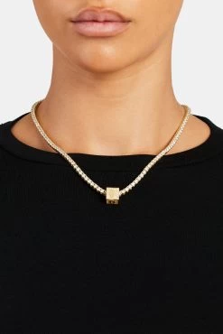 Gold Plated Iced B Letter Block Pendant -JWL ILBP B G3MM