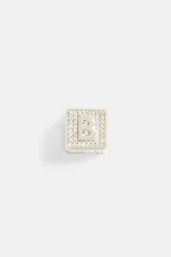 Iced B Letter Block Pendant -JWL ILBP B WG 6168