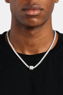 Iced B Letter Block Pendant -JWL ILBP B WG5MM