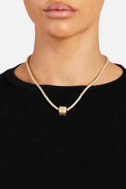 Gold Plated Iced C Letter Block Pendant -JWL ILBP C G3MM