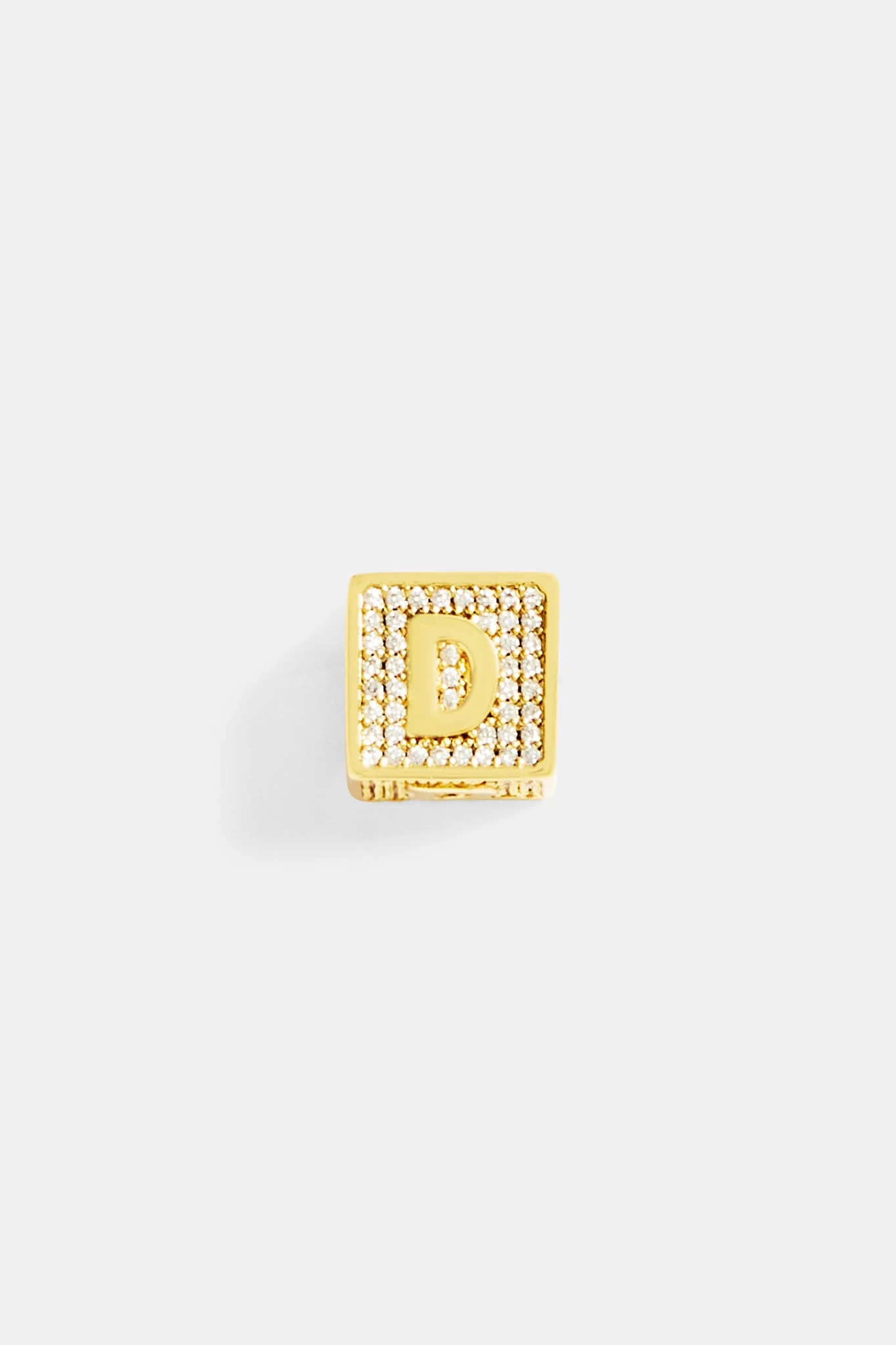 Gold Plated Iced D Letter Block Pendant 4 Gold Plated Iced D Letter Block Pendant - Image 2